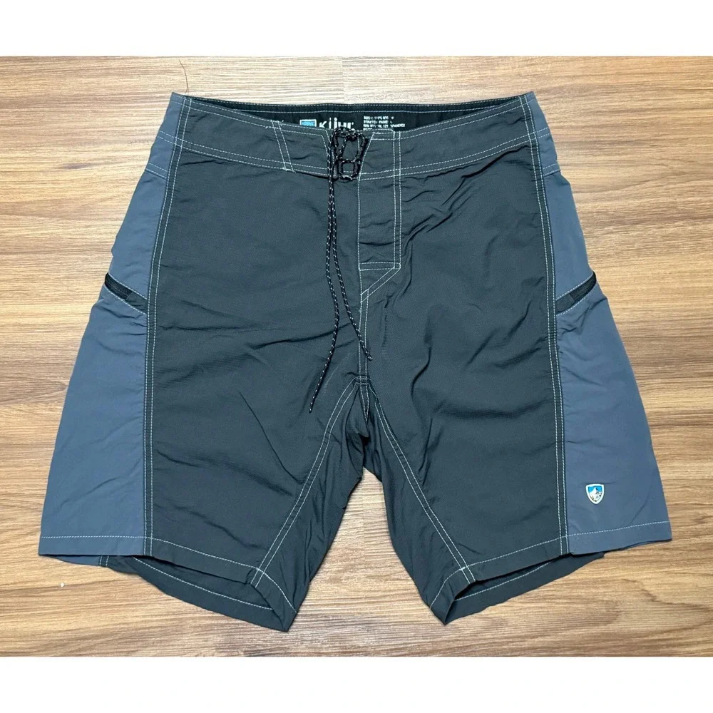Kuhl Mutiny River Board Shorts Mens Gray Blue Hybrid Swim Trunks Hiking Sz 30